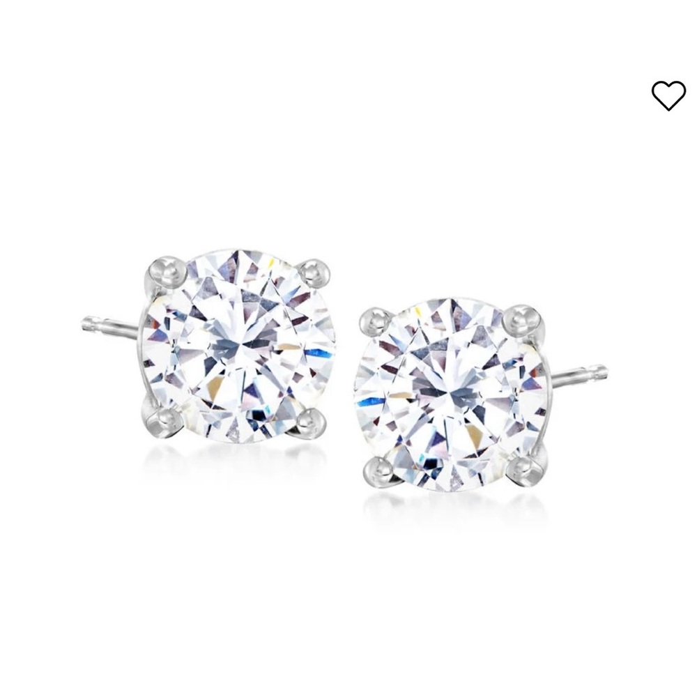 3CTW CZ Studs - White Gold